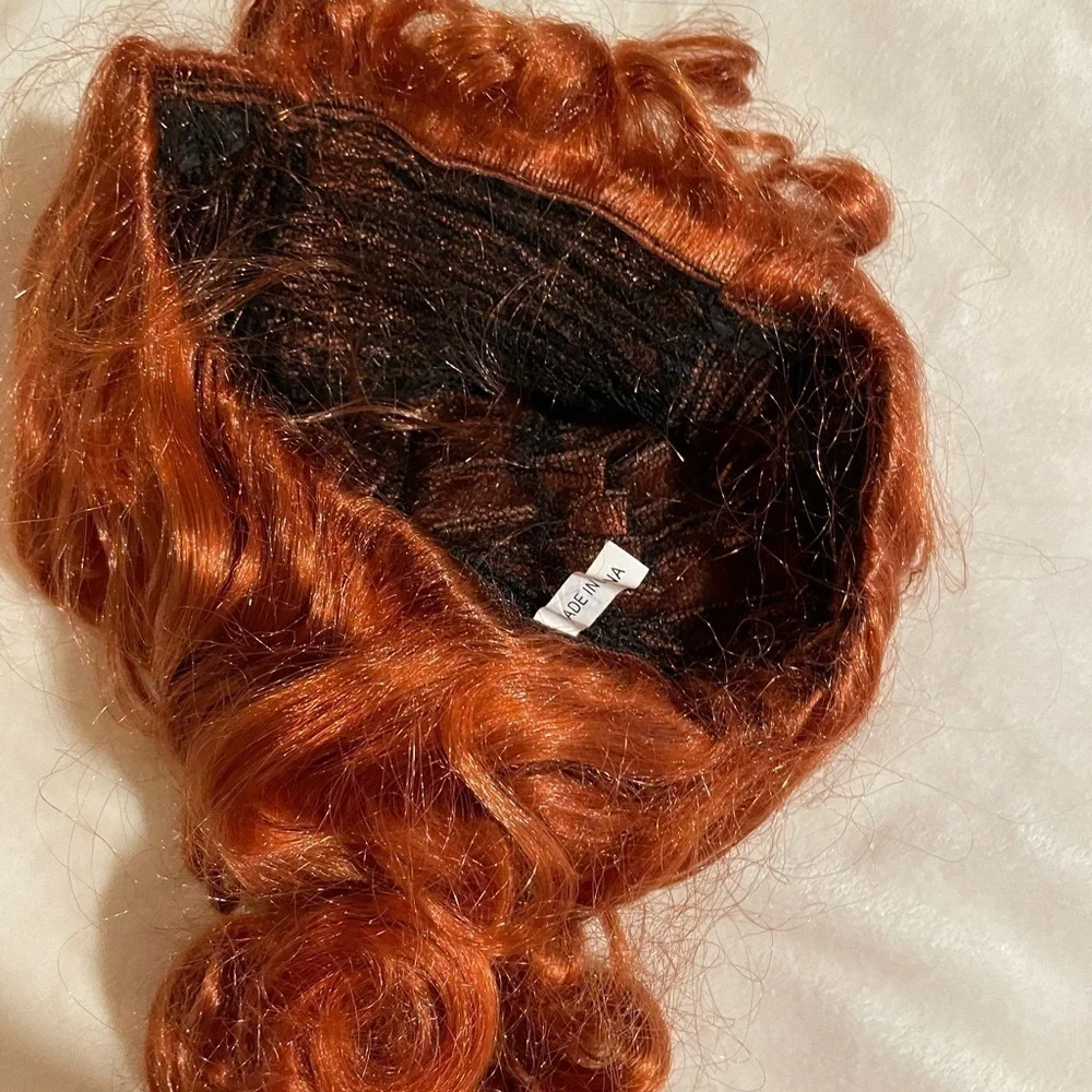 Red Synthetic Curly Hair with Bangs Cosplay Halloween Little Mermaid Ariel
